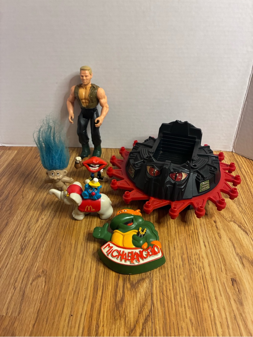 Vintage 1980's Toy Lot He-Man Roton, Ninja Turtles, McDonald's, M Force Muscle.